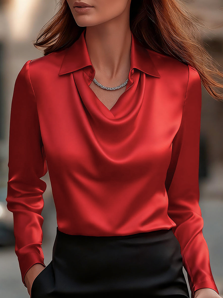 Elise draped satin blouse 14