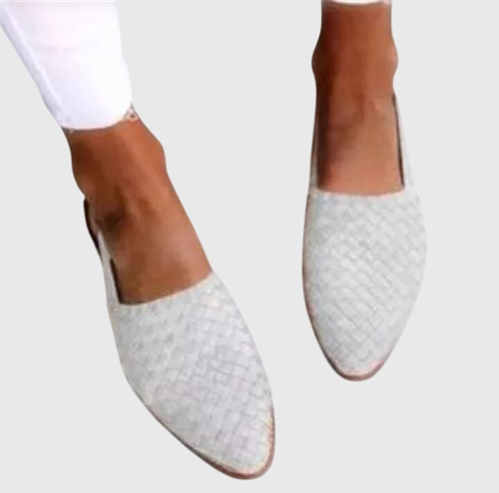Ella woven slingback flat - White
