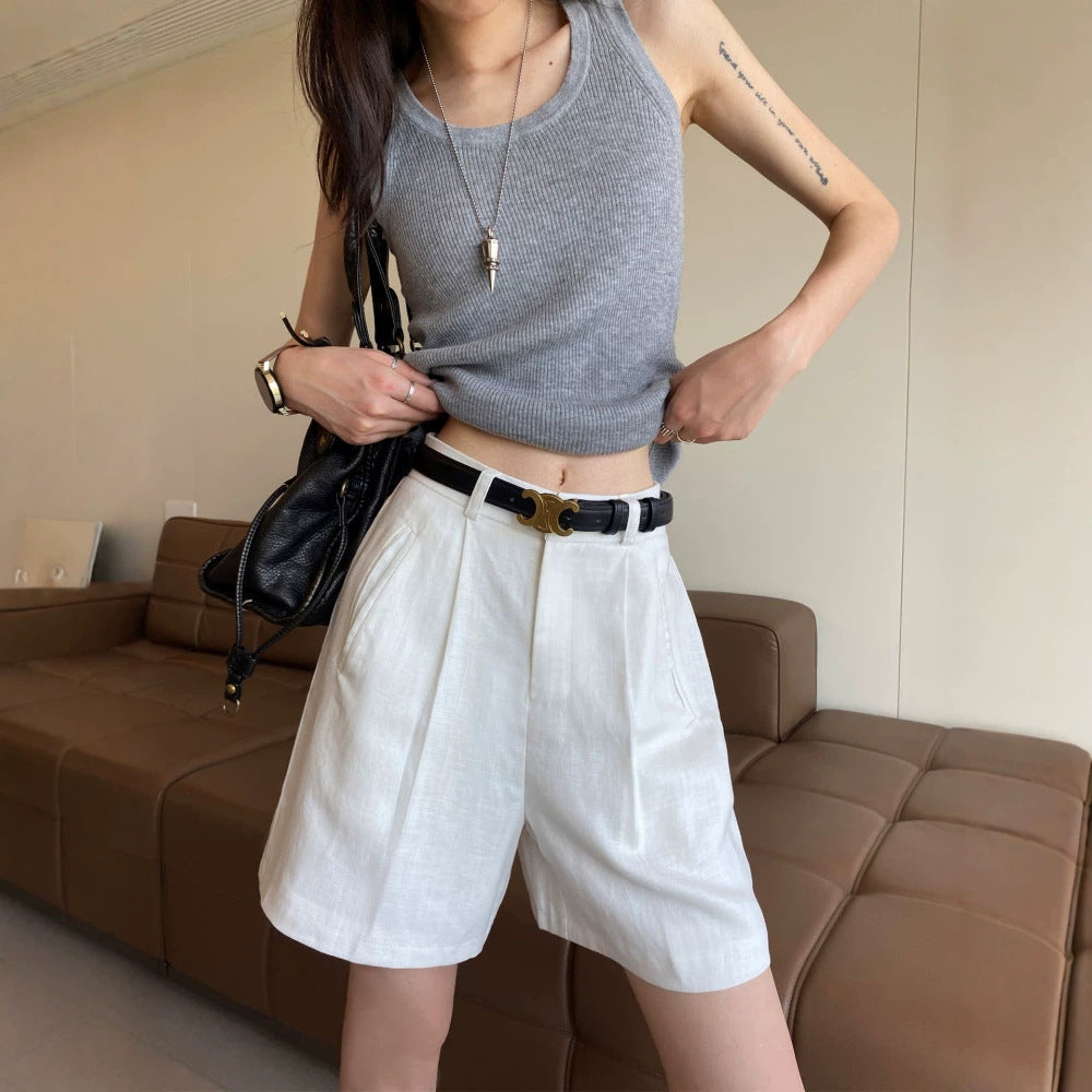 Quinn linen blend wide leg shorts 3