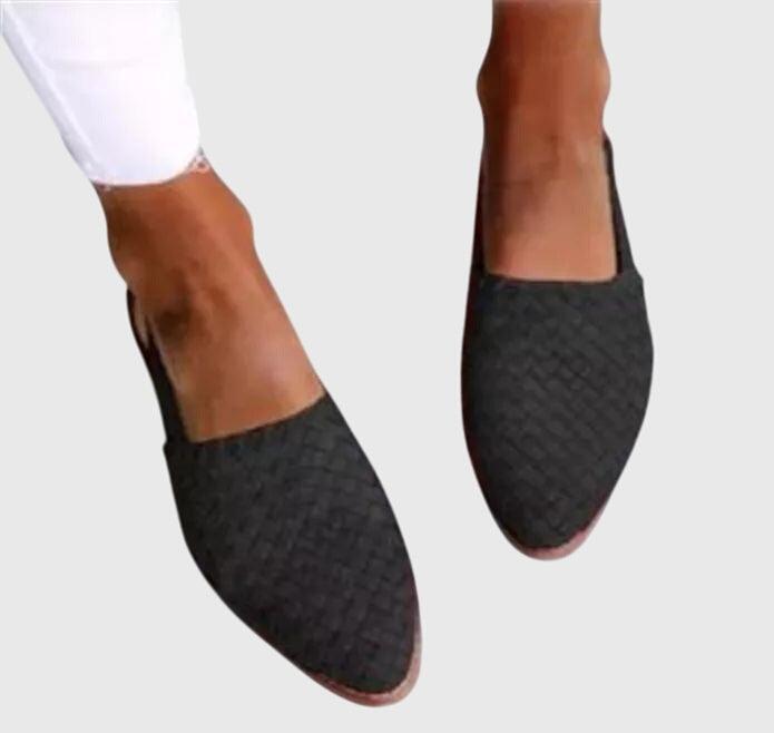 Ella woven slingback flat - Black