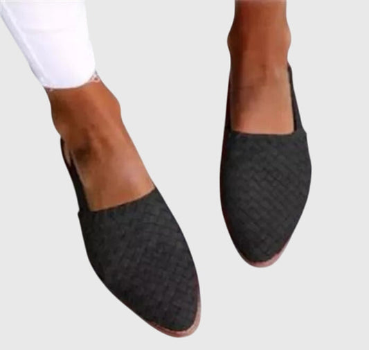 Ella woven slingback flat - Black