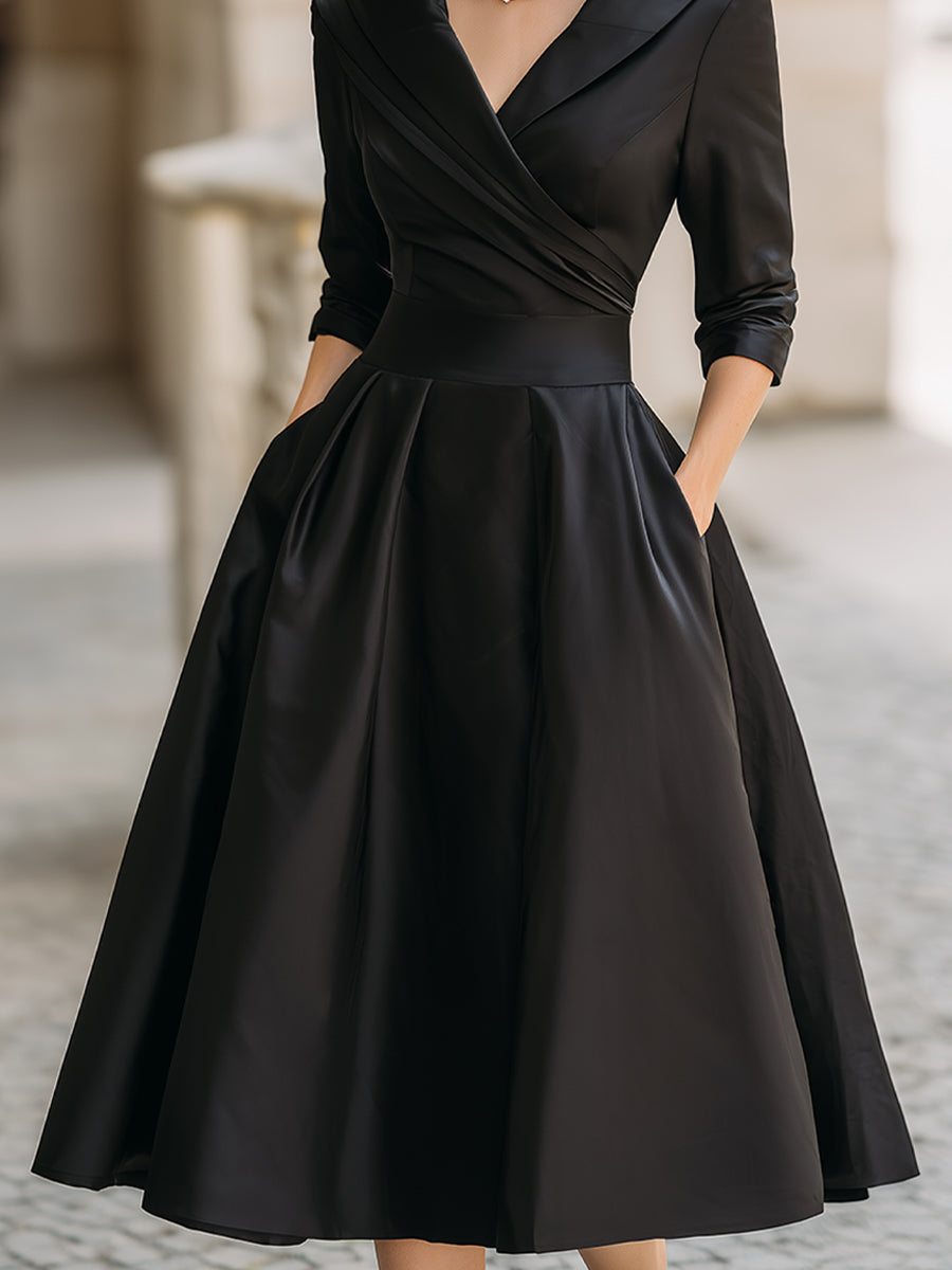 Clara draped collar satin midi dress 5
