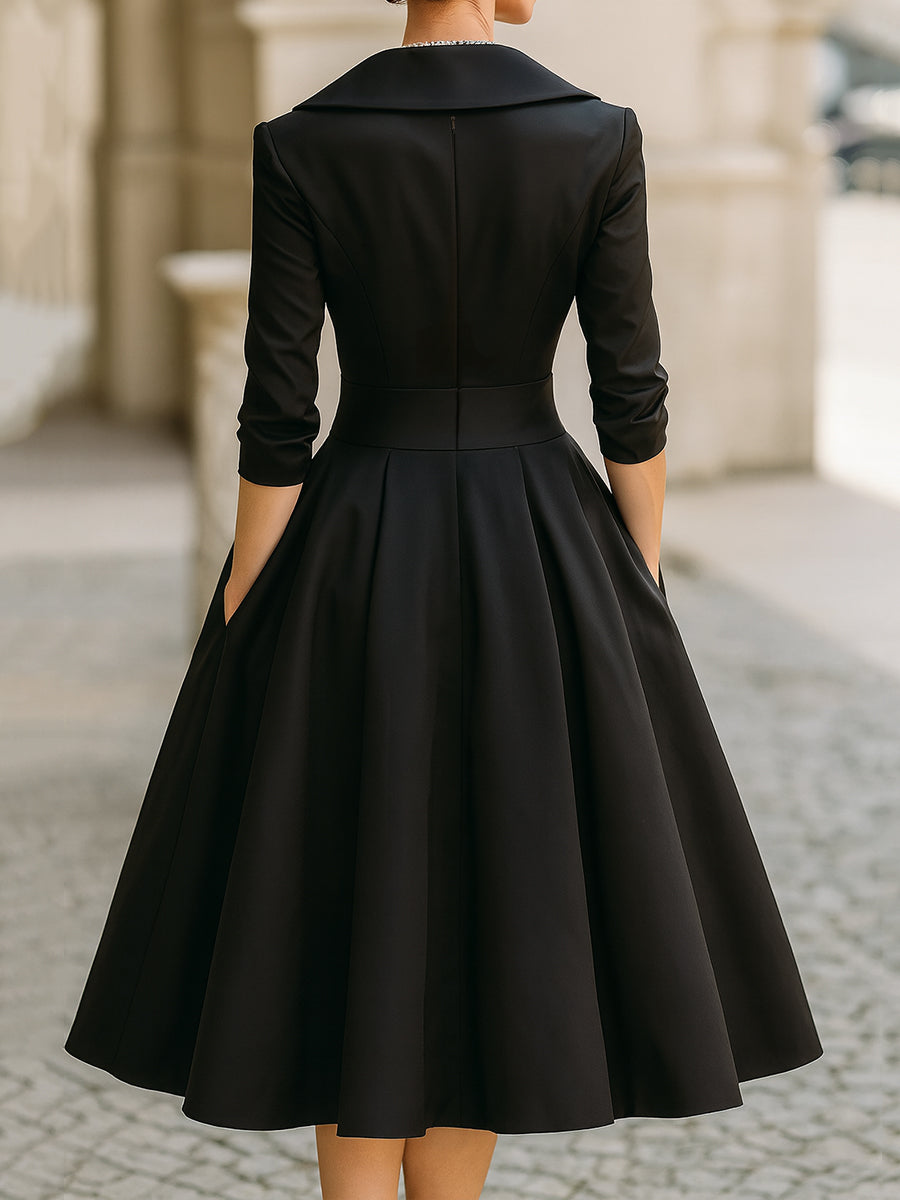 Clara draped collar satin midi dress 6
