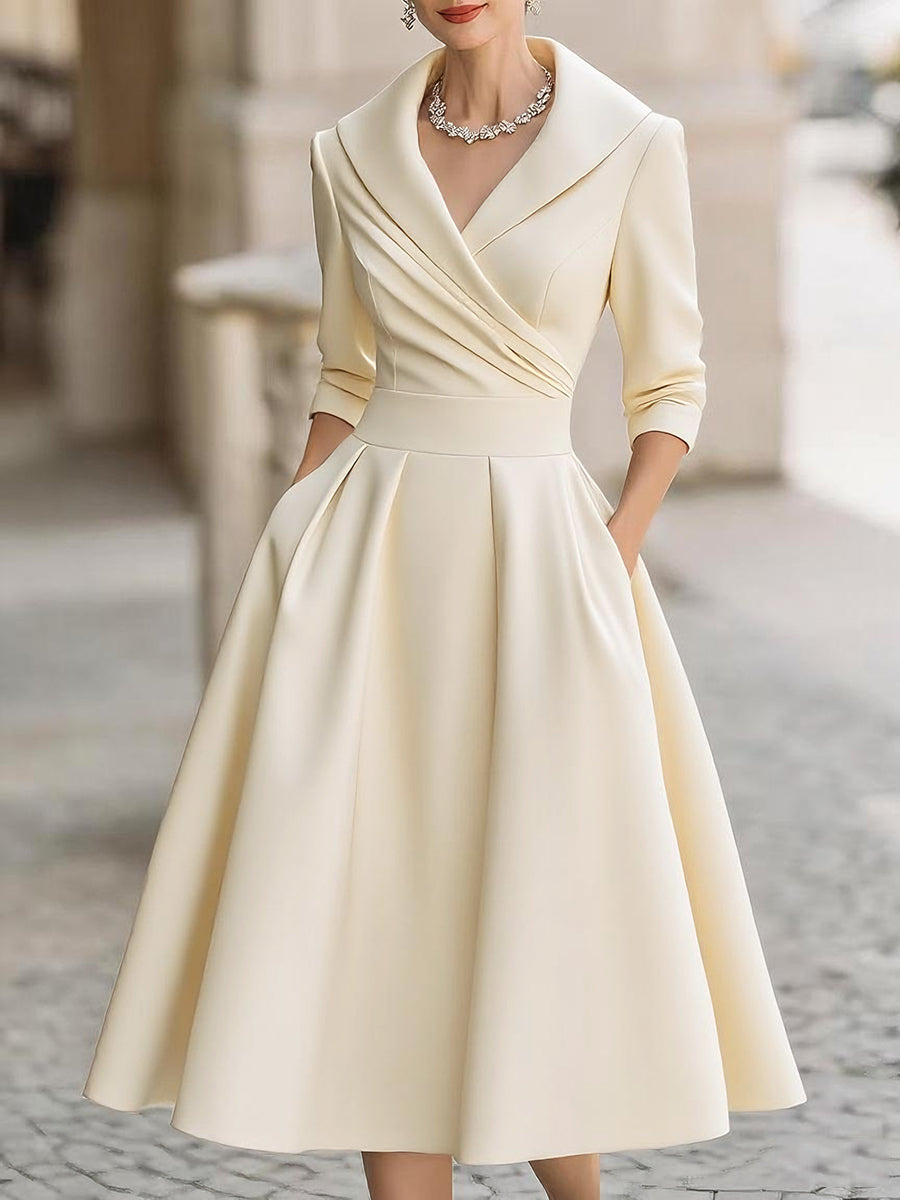 Clara draped collar satin midi dress 13