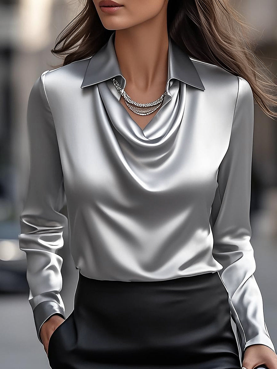 Elise draped satin blouse 10