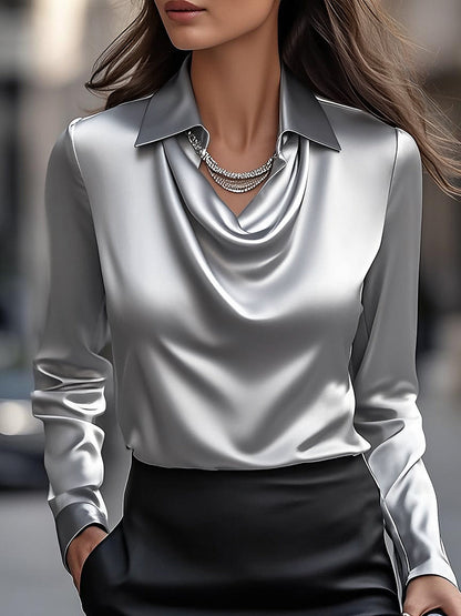 Elise draped satin blouse 10