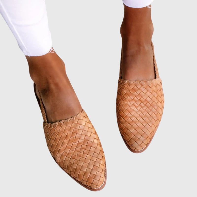 Ella woven slingback flat - Light brown