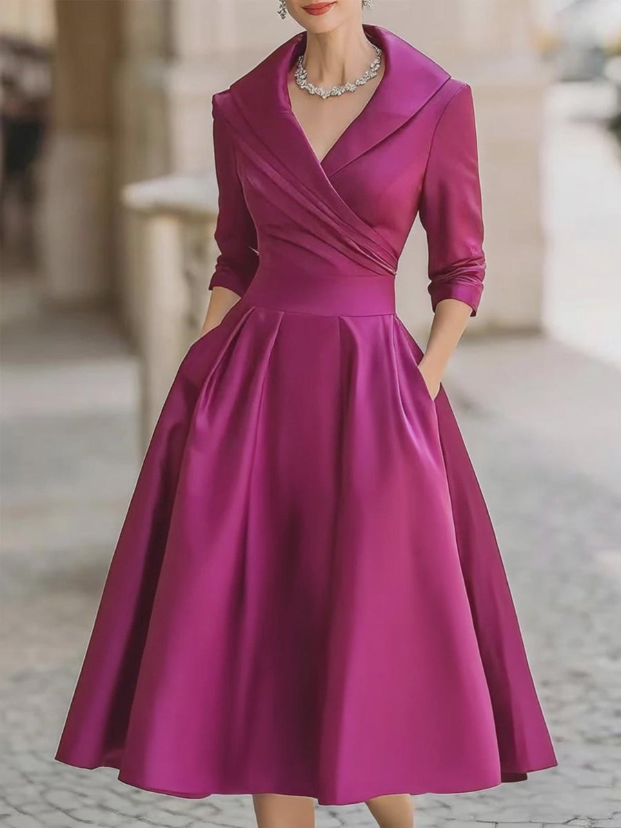Clara draped collar satin midi dress 12