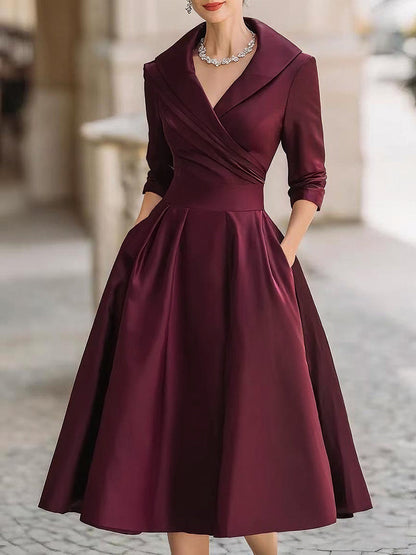 Clara draped collar satin midi dress 11