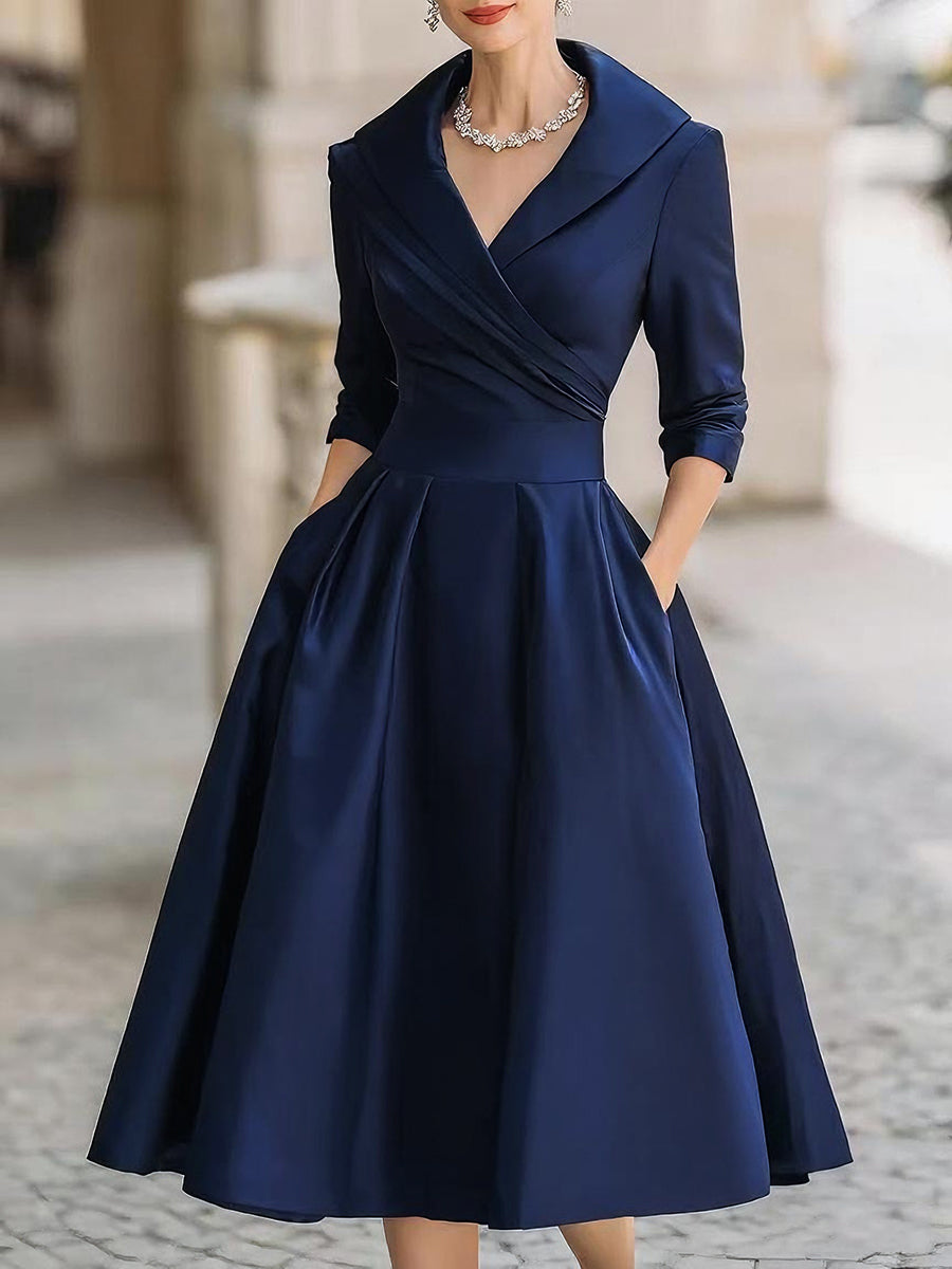 Clara draped collar satin midi dress 10
