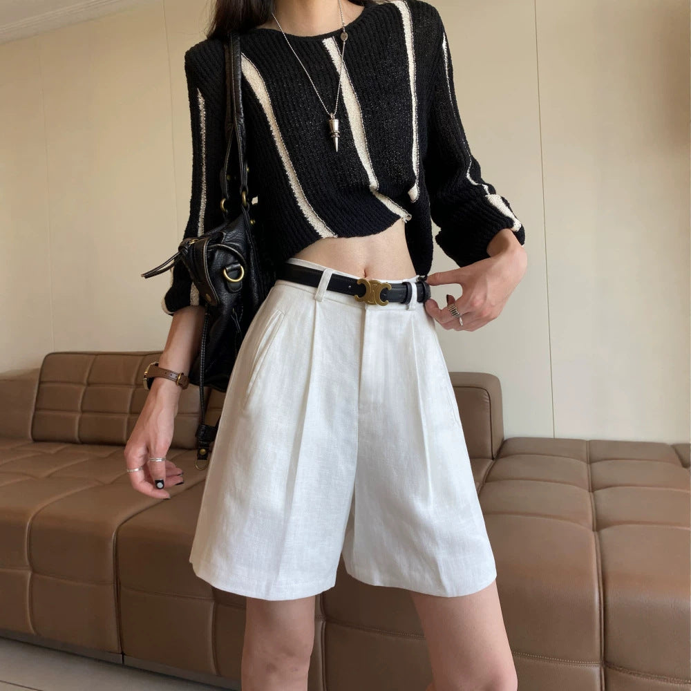 Quinn linen blend wide leg shorts 5