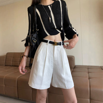 Quinn linen blend wide leg shorts 5