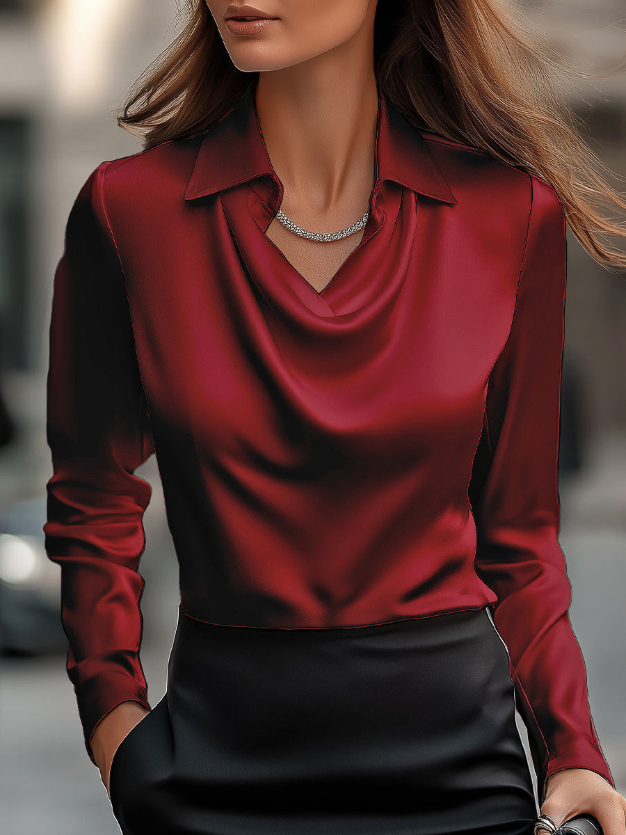 Elise draped satin blouse 13