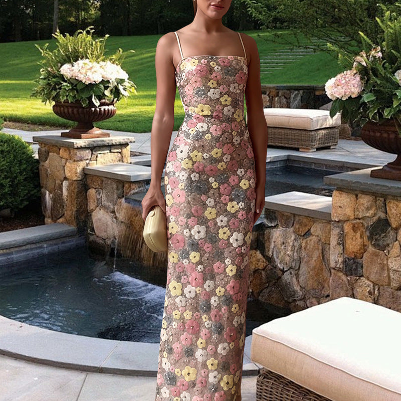 Sable sequin petal print maxi dress 1