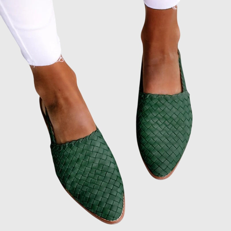 Ella woven slingback flat - Green