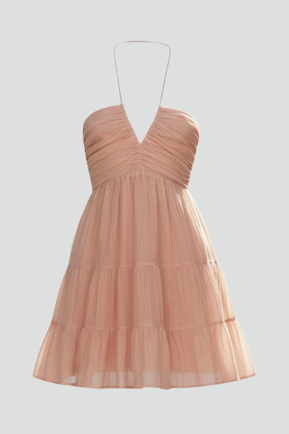 Elle halter mini dress with tiered ruffle skirt 3