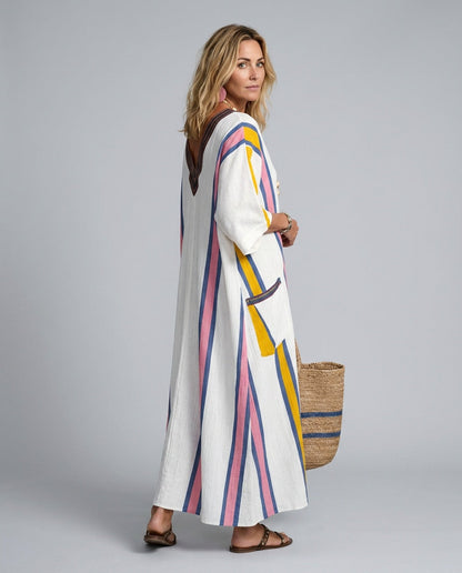 Saskia striped wide sleeve kaftan maxi dress 2