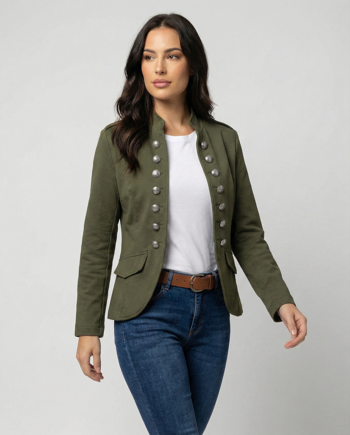 India stand collar blazer 6