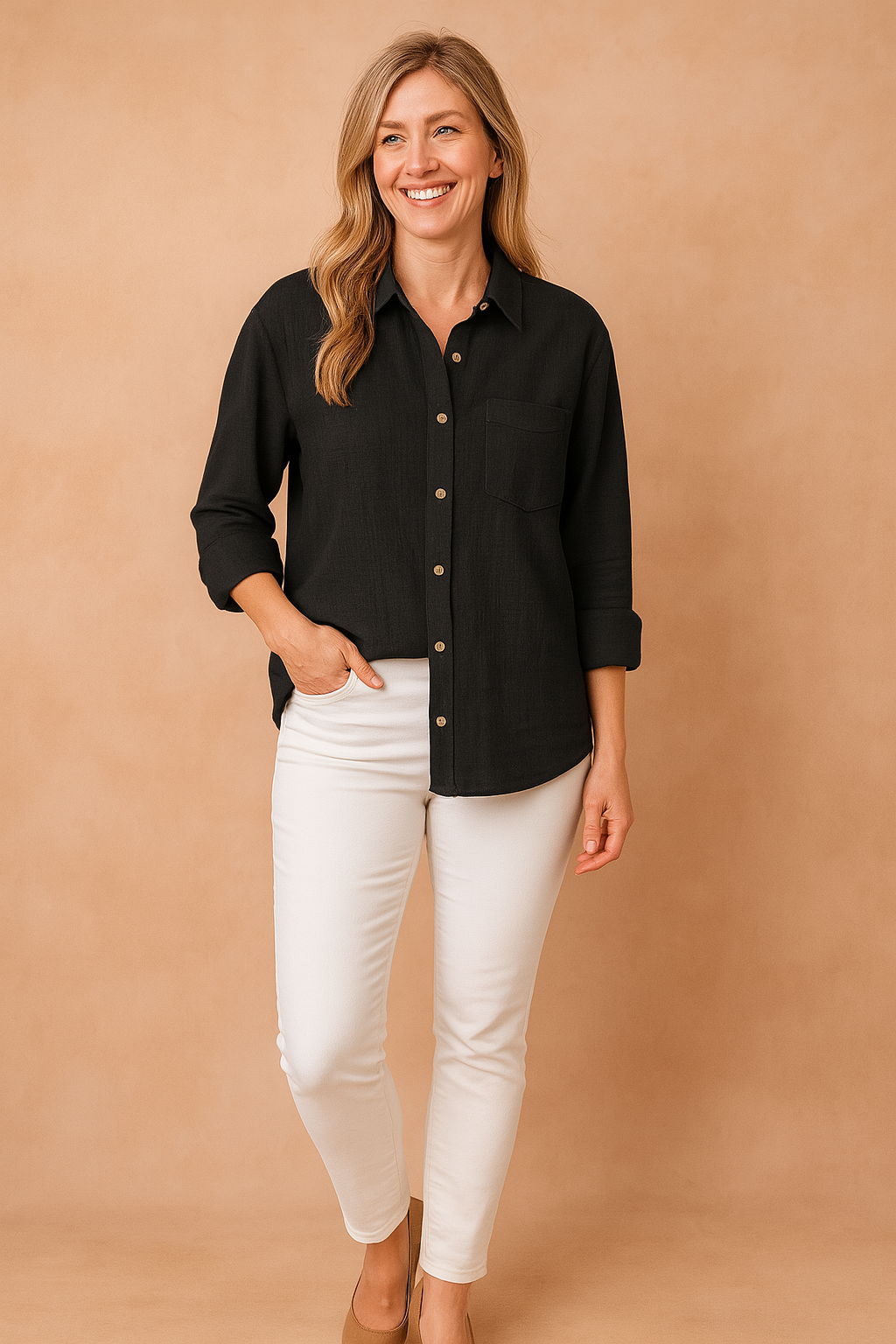 Sofia loose shirt blouse with pocket 4