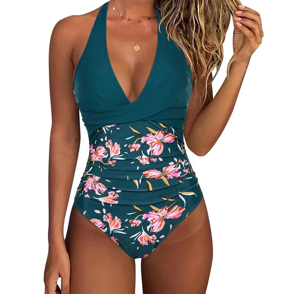 Sadie halterneck open back swimsuit 6