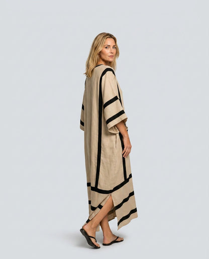 Tilda long sleeve striped trim kaftan maxi dress 2