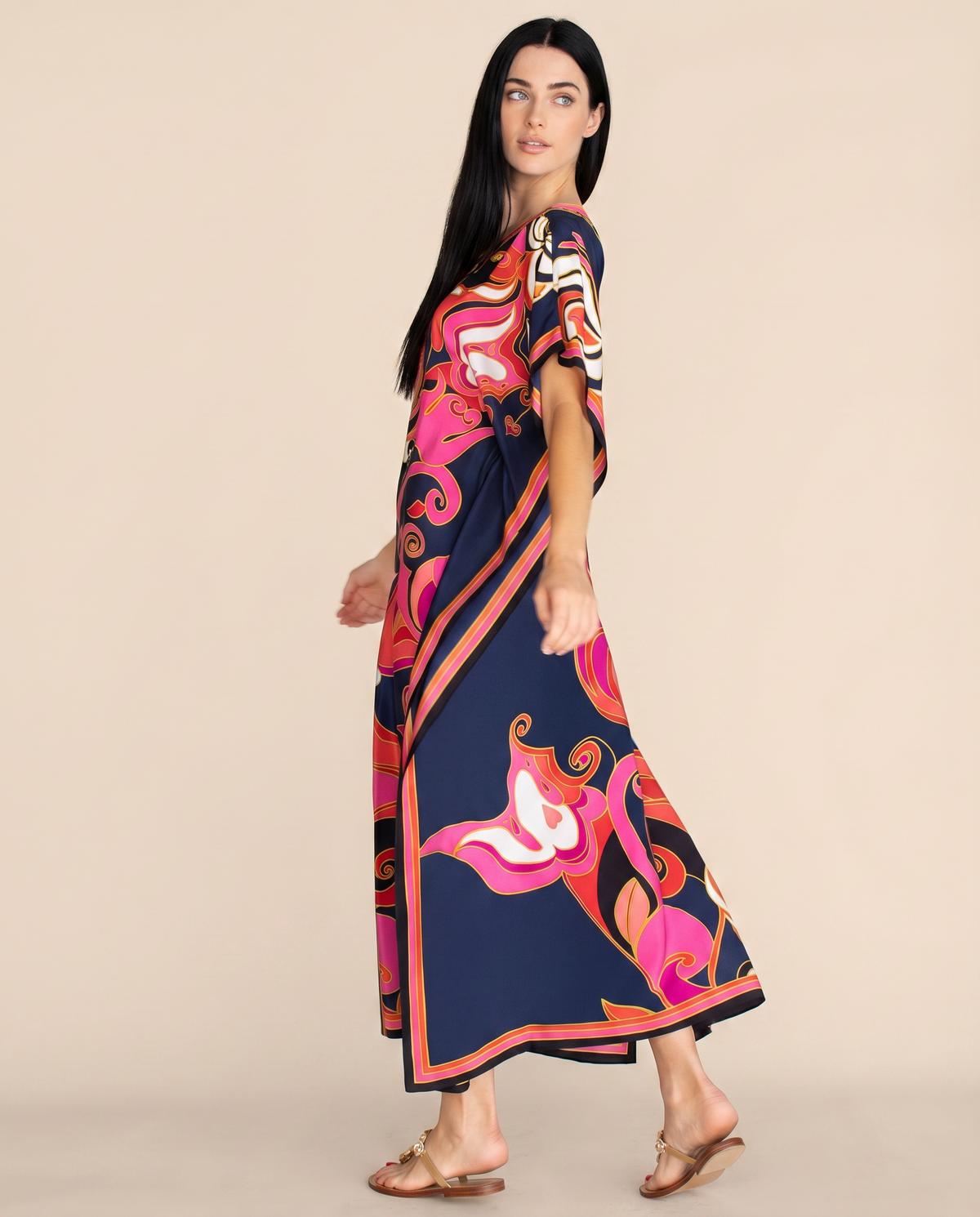 Immy printed kaftan maxi dress with side slits 5