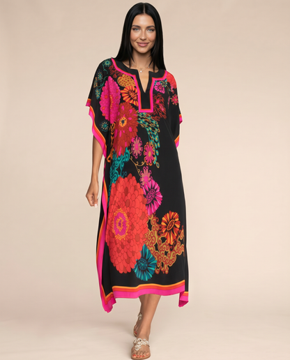 Immy printed kaftan maxi dress with side slits 2