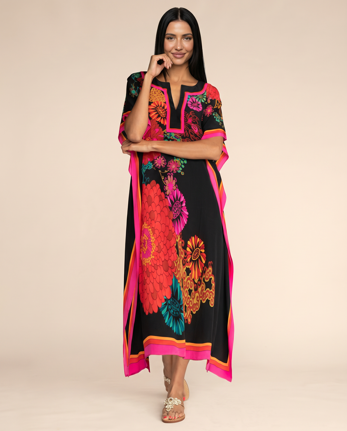 Immy printed kaftan maxi dress with side slits 7