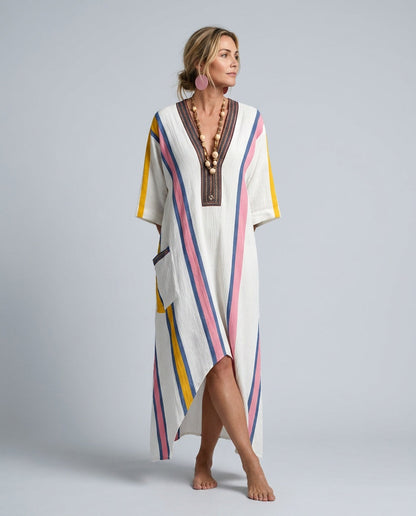 Saskia striped wide sleeve kaftan maxi dress 3
