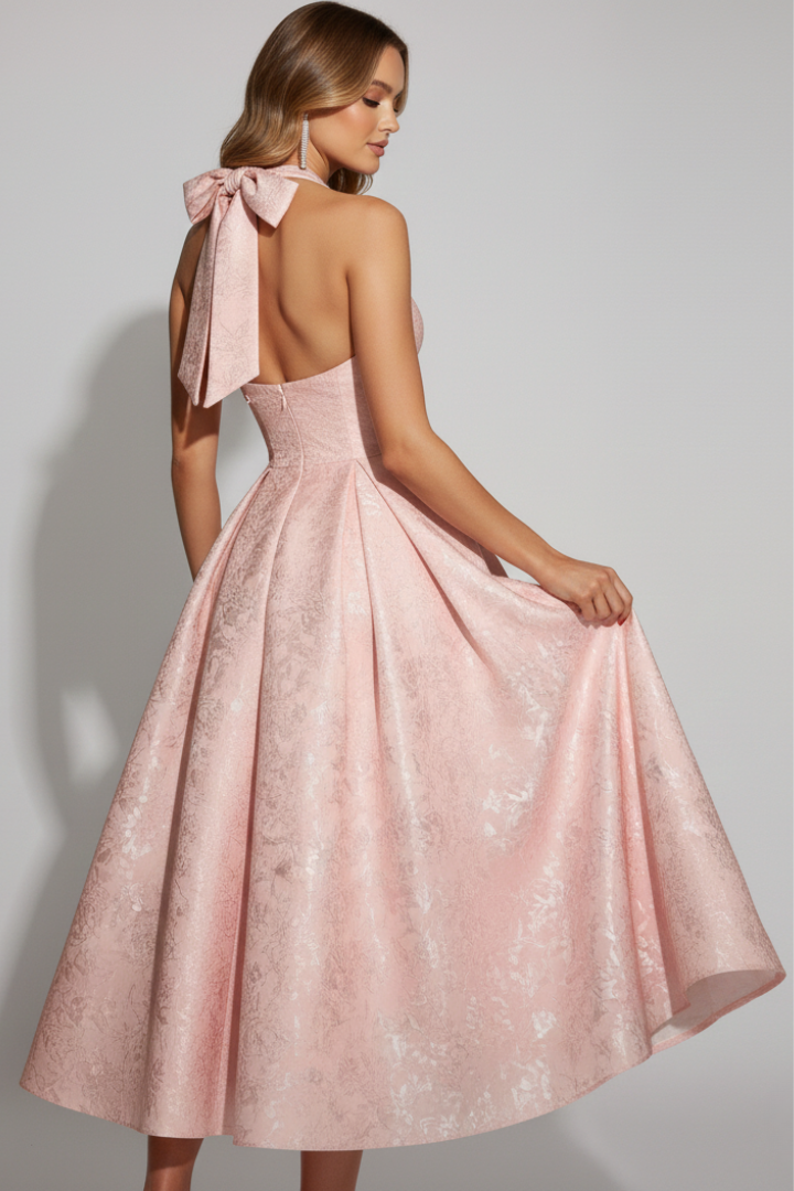 Cora jacquard halterneck midi dress 4
