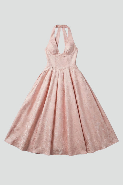 Cora jacquard halterneck midi dress 1