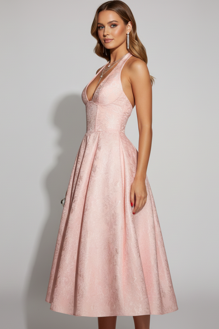 Cora jacquard halterneck midi dress 3