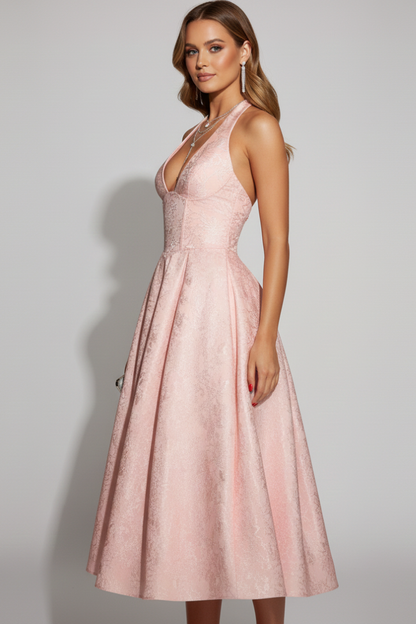 Cora jacquard halterneck midi dress 3