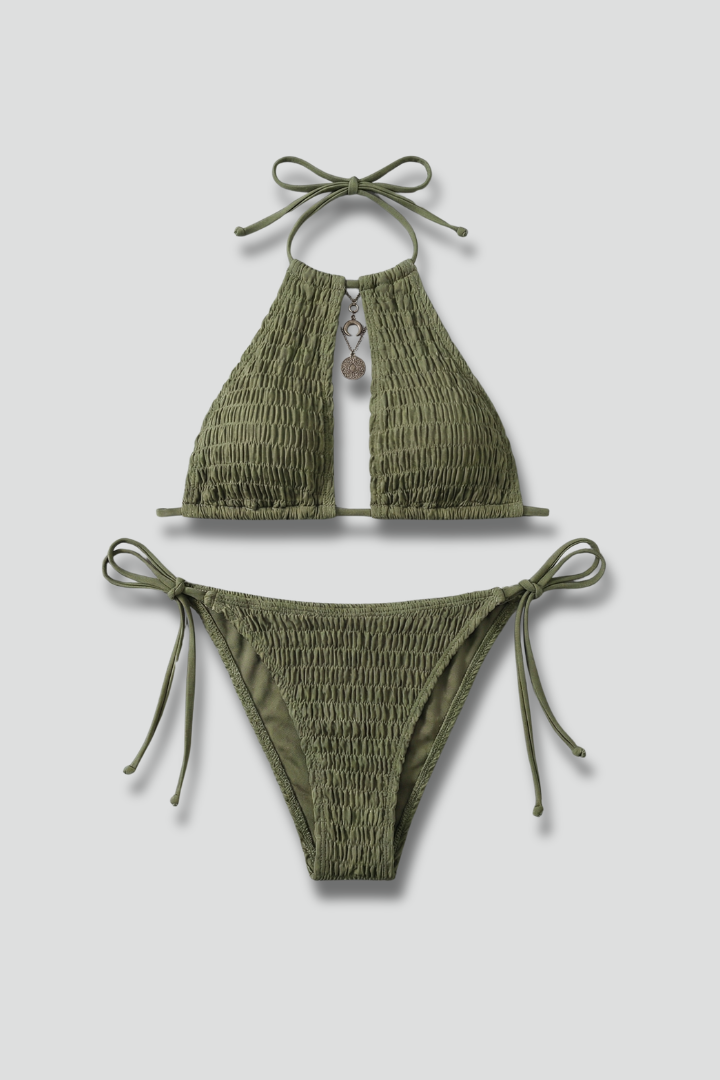 Esme triangle halter bikini with tie bottom 4