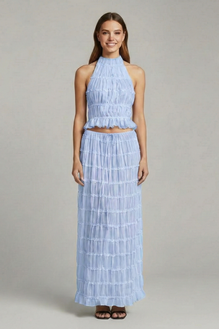 Florence tie back halter top and tiered maxi skirt 3