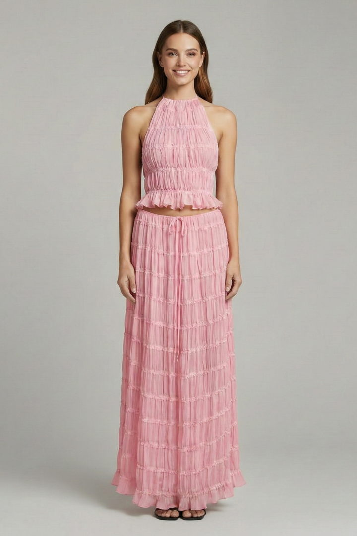 Florence tie back halter top and tiered maxi skirt 4