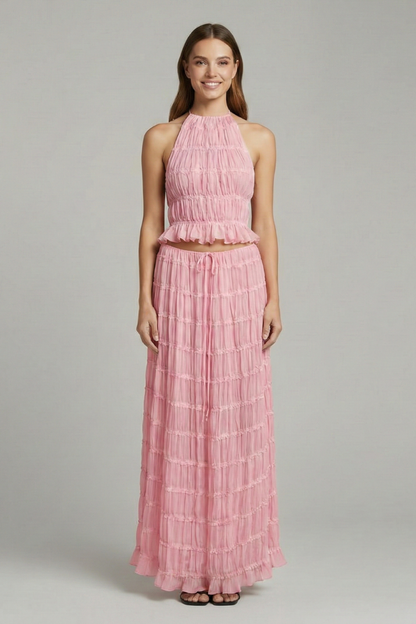 Florence tie back halter top and tiered maxi skirt 4