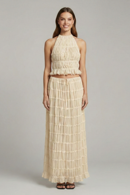 Florence tie back halter top and tiered maxi skirt 5