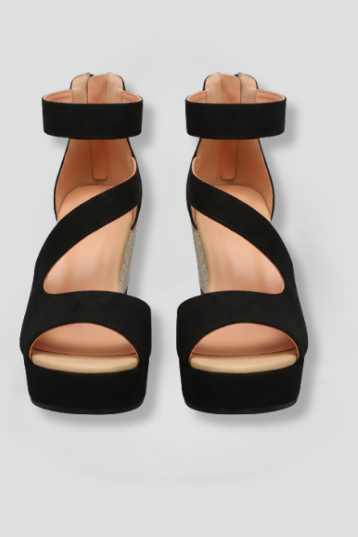 Ava woven wedge sandal with back zip 1