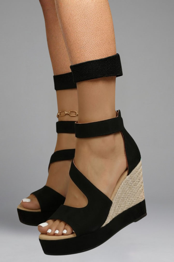 Ava woven wedge sandal with back zip 5