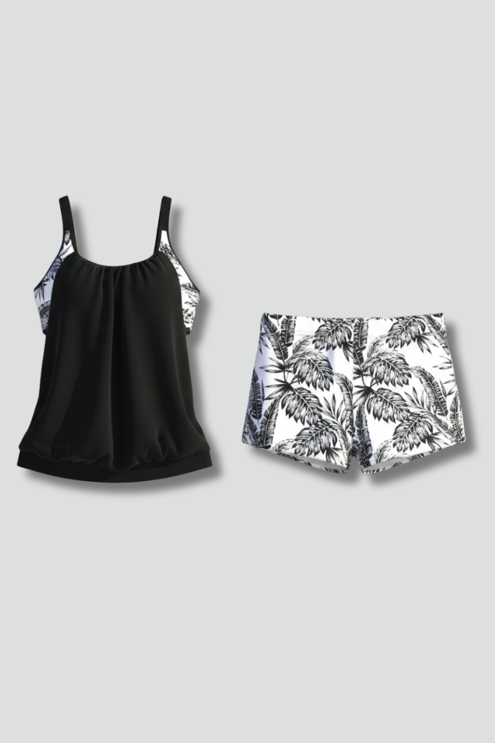 Elsie scoop neck tankini set with printed shorts 5