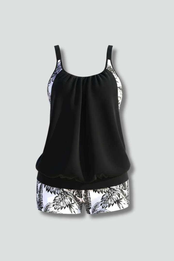 Elsie scoop neck tankini set with printed shorts 6