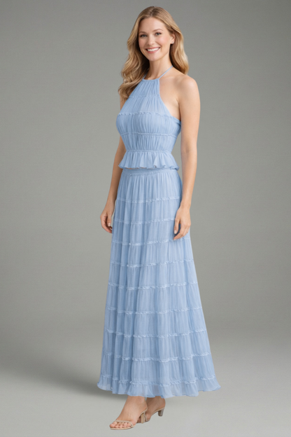 Lottie pleated halter top and maxi skirt set 7