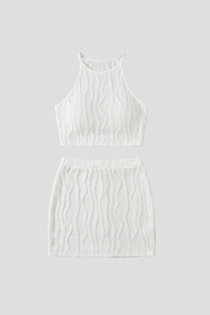 Darcy high neck halter top and mini skirt set 1