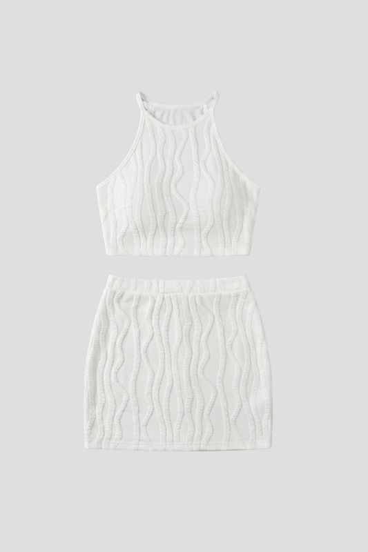 Darcy high neck halter top and mini skirt set 1