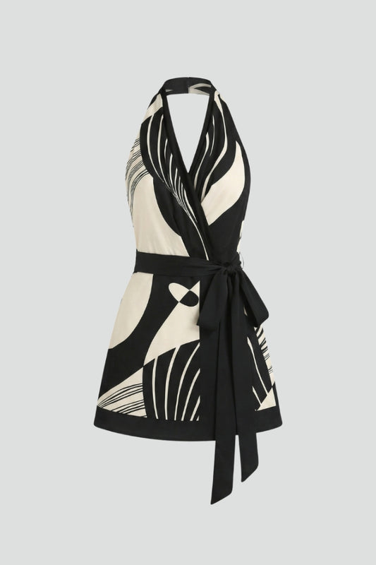 Ada halter wrap mini dress with tie waist 1