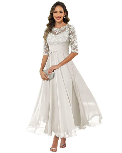 Helena lace chiffon evening dress 13