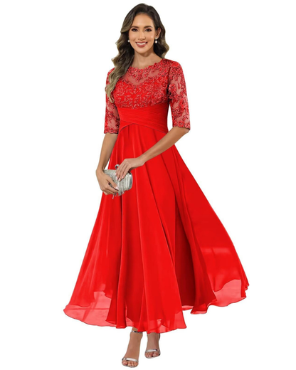 Helena lace chiffon evening dress 5