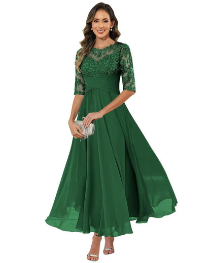 Helena lace chiffon evening dress 11