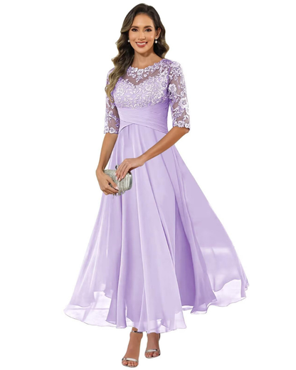 Helena lace chiffon evening dress 4
